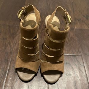 Brown suede heels. Size 5.